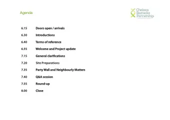 Future Meetings  !  Meeting  eeting  Da  Date  Loca  ocation  tion  Agenda  genda  RLG 1  3 October