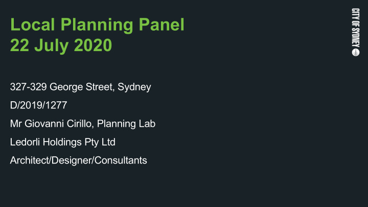 local planning panel 22 july 2020