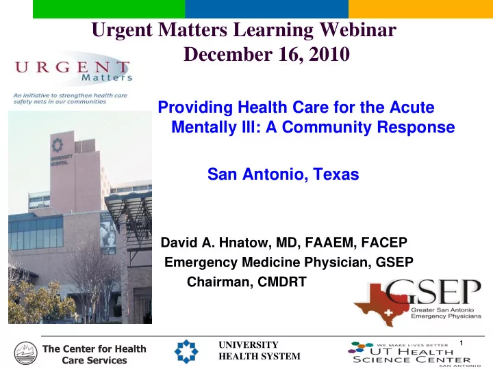 urgent matters learning webinar december 16 2010