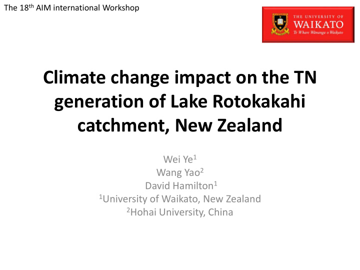 climate change impact on the tn generation of lake
