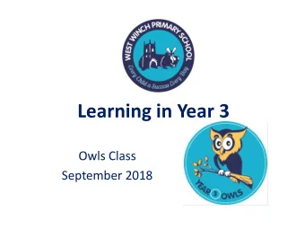 Learning in Year 3  Owls Class  September 2018  What we learn  All subjects in the National