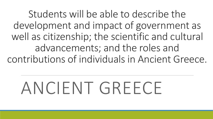 ancient greece learning goal students will be able to