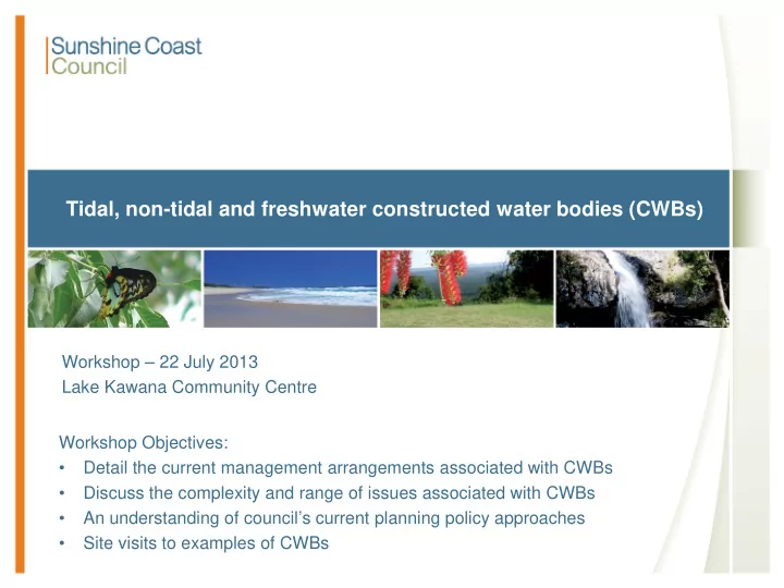 tidal non tidal and freshwater constructed water bodies