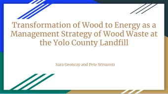 Transformation of Wood to Energy as a  Management Strategy of Wood Waste at  the Yolo County