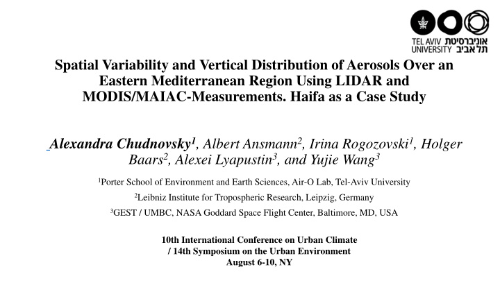 spatial variability and vertical distribution of aerosols