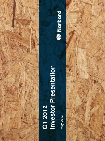 Investor Presentation  Q1 2012  May 2012  Forward Looking Statements and  Non-IFRS Financial