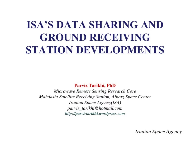parviz tarikhi phd microwave remote sensing research core