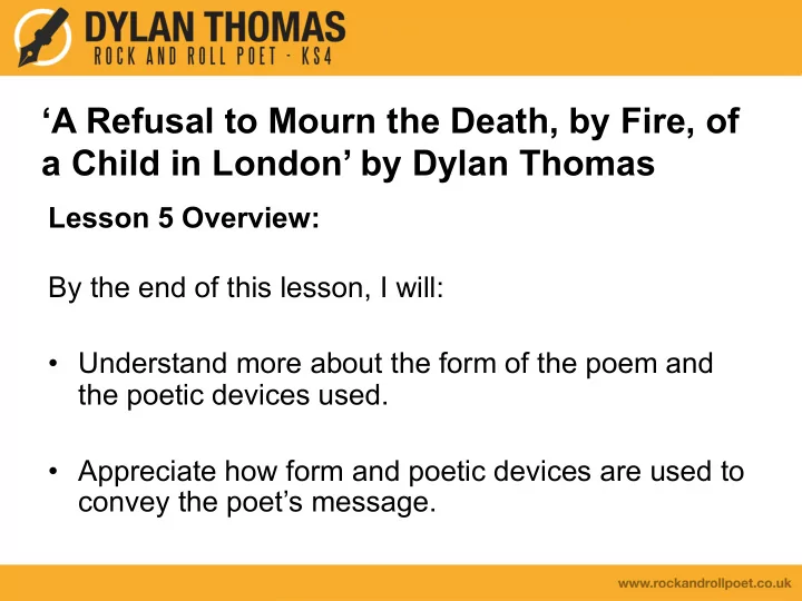 a refusal to mourn the death by fire of a child in london
