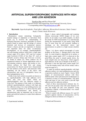 ARTIFICIAL SUPERHYDROPHOBIC SURFACES WITH HIGH  AND LOW ADHESION  Eun Kyu Her and Kyu Hwan Oh* 1