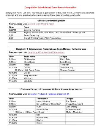 Competition Schedule and Zoom Room Information Simply click  Ctrl + Left click  your mouse to