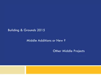Building &amp; Grounds 2015  Middle Additions or New ?  Other Middle Projects  Growth and Capacity