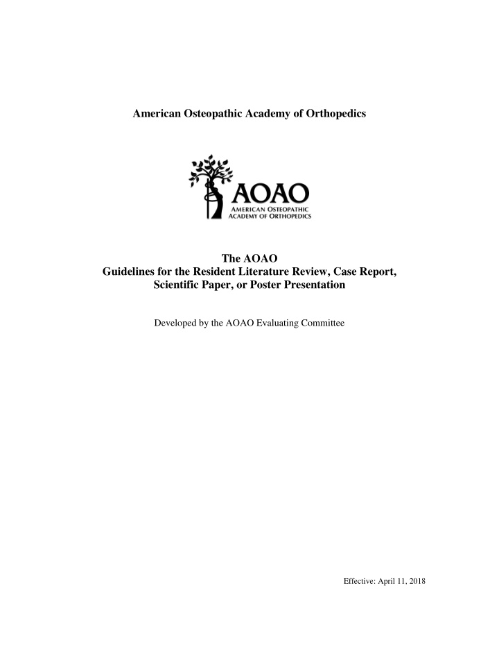 american osteopathic academy of orthopedics the aoao