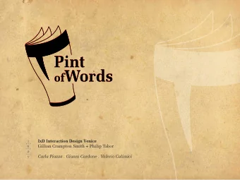 Pint  Pint of Words of Words  IxD Interaction Design Venice  Gillian Crampton Smith + Philip Tabor