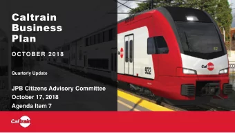 Plan  OCTOBER 2018  Quarterly Update  JPB Citizens Advisory Committee  October 17, 2018  Agenda