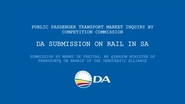 da submi missio ssion n on rail l in sa