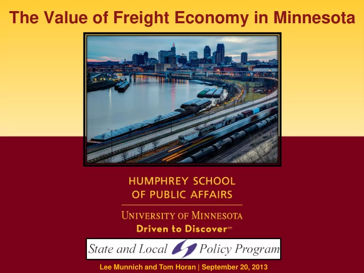 the value of freight economy in minnesota
