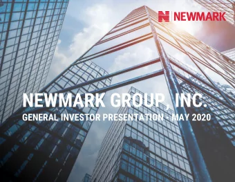 NEWMARK GROUP, INC.  GENERAL INVESTOR PRESENTATION - MAY 2020  1  DISCLAIMER  Discussion of