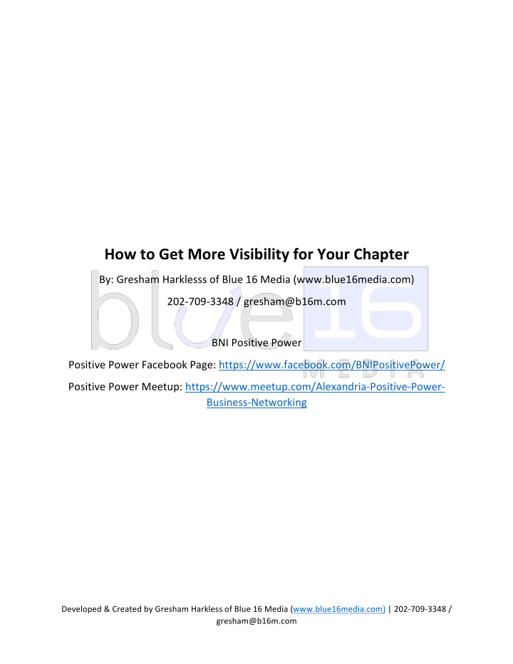 how to get more visibility for your chapter