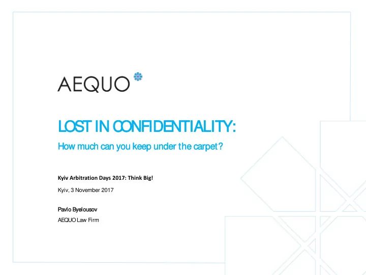 lost in in c c onfid identia ialit ity