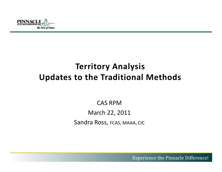 territory analysis u d t updates to the traditional