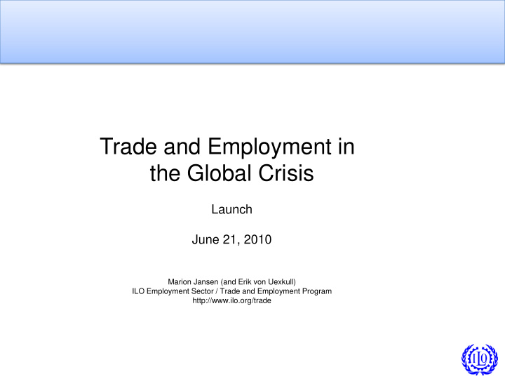 trade and employment in the global crisis