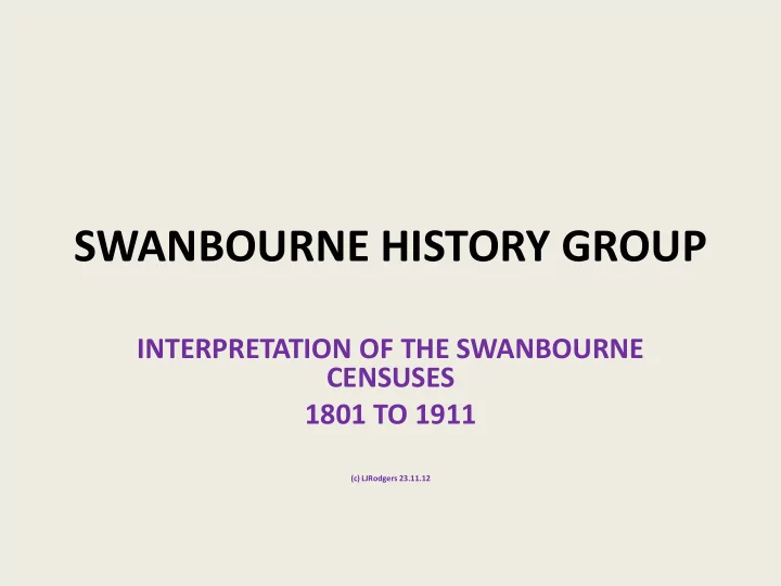 swanbourne history group