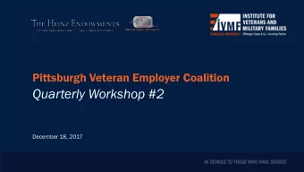 Quarterly Workshop #2  December 18, 2017 Welcome: Megan Andros, Program Officer, The Heinz