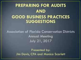 PREPARING FOR AUDITS  AND  GOOD BUSINESS PRACTICES  SUGGESTIONS  Association of Florida