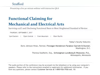 Mechanical and Electrical Arts  Surviving 112(f) and Disclosing Functional Basis to Meet Heightened