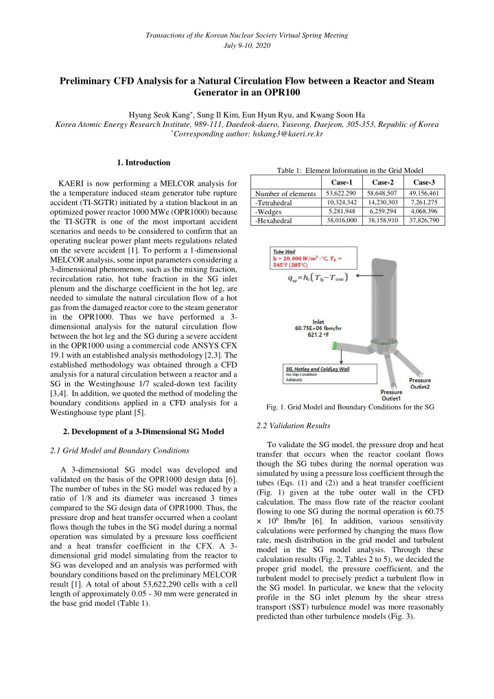 preliminary cfd analysis for a natural circulation flow