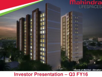 Investor Presentation  Q3 FY16  1  Contents  Q3 FY16 Highlights  Residential Business
