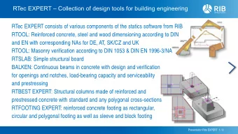 RTec EXPERT  Collection of design tools for building engineering  RTec EXPERT consists of