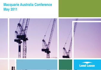 Macquarie Australia Conference  May 2011  Important Notice  This presentation has been prepared in