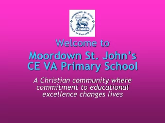 Moordown St. Johns  CE VA Primary School  A Christian community where  commitment to educational