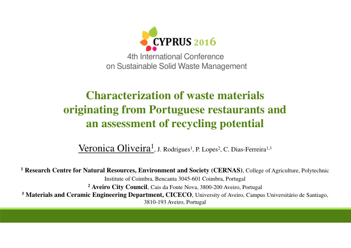 characterization of waste materials originating from