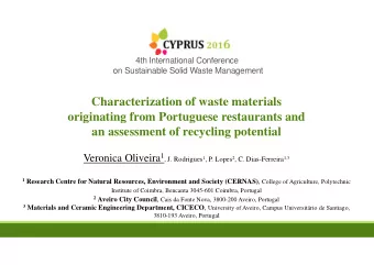 Characterization of waste materials  originating from Portuguese restaurants and  an assessment of