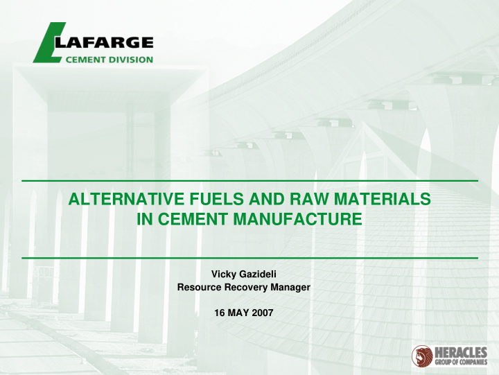 alternative fuels and raw materials in cement manufacture