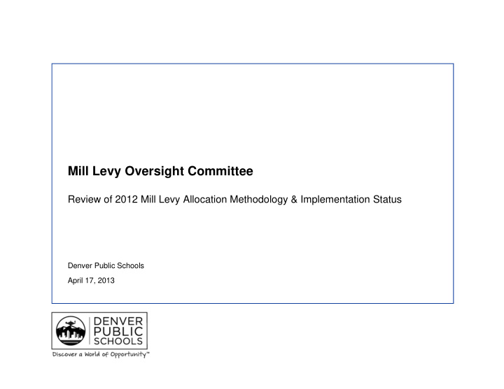 mill levy oversight committee