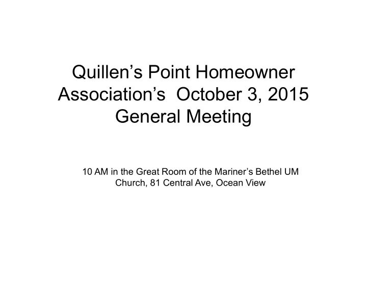 quillen s point homeowner association s october 3 2015