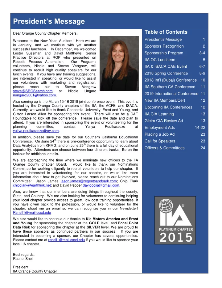 the institute of internal auditors orange county would