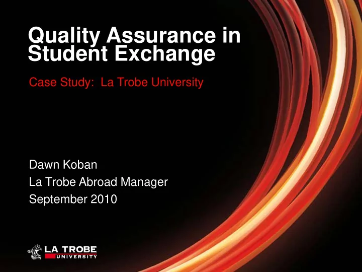 quality assurance in student exchange