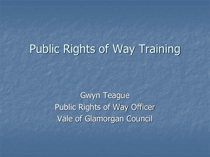 public rights of way training
