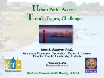 Available online at http://parksforward.com/meetings  As of 2012  1900 40% of the U.S.  Increase in