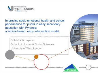 Improving socio-emotional health and school  performance for pupils in early secondary  education