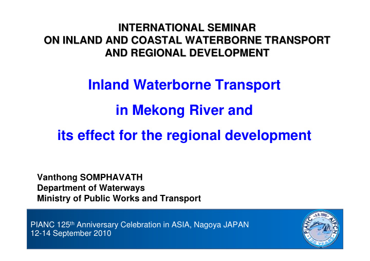 inland waterborne transport in mekong river and its