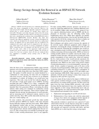 Energy Savings through Site Renewal in an HSPA/LTE Network  Evolution Scenario Gilbert Micallef (1)