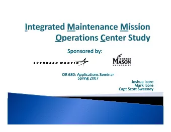 Sponsored by: Sponsored by:  OR 680: Applications Seminar  OR 680: Applications Seminar OR 680: