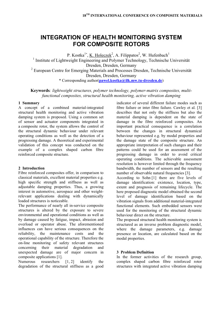 integration of health monitoring system for composite