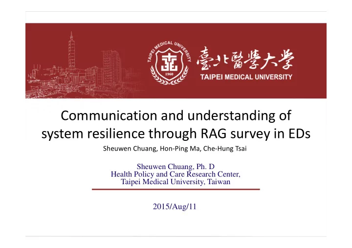 communication and understanding of system resilience