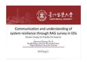Communication and understanding of system resilience through RAG survey in EDs Sheuwen Chuang, Hon